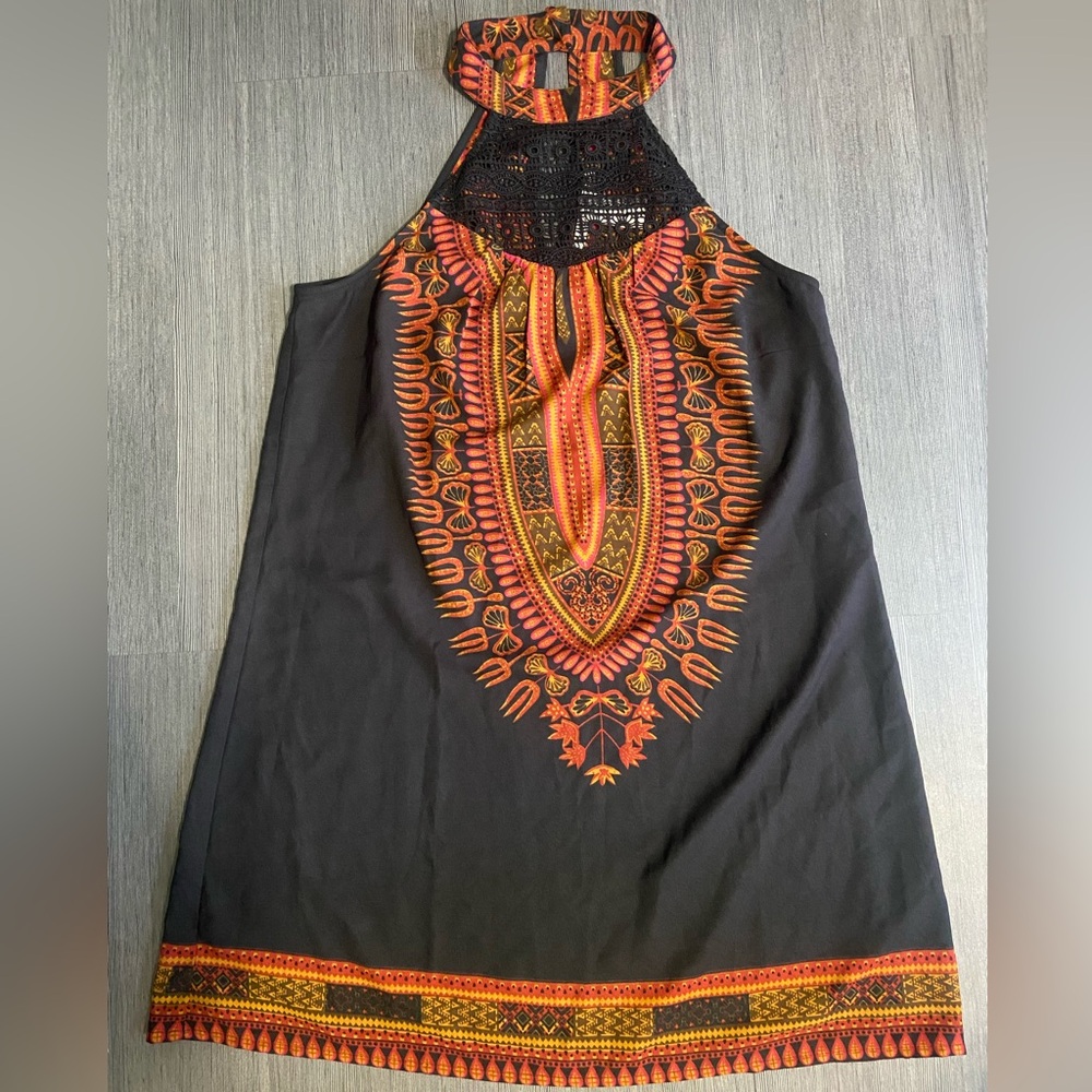 Bohemian Black and Orange Dress
